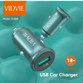 CARGADOR DE CARRO VIDVIE CC520 1 PUERTO TIPO C 18 WATTS