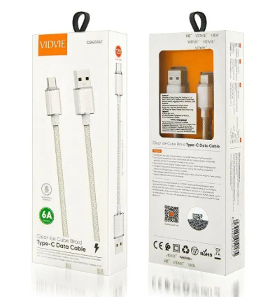 CABLE VIDVIE CB4024 TIPO 30w 1.2 METROS (USB-TC)